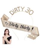 Sospiro "Dirty Thirty" 30th birthday headdress girl gold birthday crown sash crystal tiara for women birthday crown princess hair additives for women party decoration accessories - Buy Online on GoSupps.com