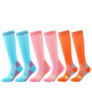 3 Pairs Women's Compression Socks 20-30 mmHg Knee High - Pink Orange Light Blue | Small-Medium Size - Buy Online on GoSupps.com