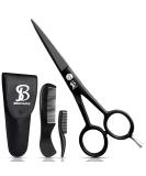 BROSTACHE Beard & Mustache Scissors for Men - Hand-Forged with Bevel Edge in Leather Travel Pouch | Precision Grooming Kit with Extremely Sharp Scissors & Adjustable Screw - Buy Online on GoSupps.com