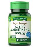 Nature's Truth Acetyl L-Carnitine HCL 1000mg - 30 Capsules | Non-GMO & Gluten-Free ALCAR Supplement - Buy Online on GoSupps.com