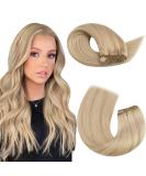 Moresoo Weft Hair Extensions Real Human Hair Blonde Sew in Human Hair Double Weft 16 Inch 100g #14/613 | Caramel Blonde & Platinum Blonde Extensions - Pack of 1 - Buy Online on GoSupps.com