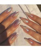 JUSTOTRY 24 Pcs Chrome Almond Short False Nails mirror Pink Solid Press on Nails Pattern Glossy Fake Nails Short Oval French Medium Stick on Nails for Women and Teens Nails Art 30pink&solid5 - Buy Online on GoSupps.com