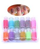Mini Micro Ball Beads 3D Nail Art Decoration Kit - 12 Vibrant Color Vials for DIY Manicure Tools - Buy Online on GoSupps.com