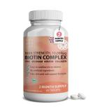 Biotin Hair Growth Vitamins Complex - 10,000mcg with Marine Collagen, Selenium, Keratin & Zinc | Promotes Hair Growth, Thickness, Strength & Volume | Men & Women Hair Support - 60 Tablets - Buy Online on GoSupps.com