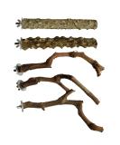 Allazone 5 PCS Natural Wooden Parrot Stand Bird Perch Stand Grape Stick Hanging Multi Branch Perch for Parrots Bird Cage Accessories Style 2 - Buy Online on GoSupps.com