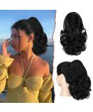 Sofeiyan 28cm Clip-in Ponytail Extensions - Curly Wavy Synthetic Hair for Women - Black Ponytail Hair Extension - Buy Online on GoSupps.com