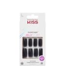 KISS Gel Fantasy Press On Nails - Black Long Square Shape 28 Nails + Glue Manicure Stick & Mini File - Shop Internationally - Buy Online on GoSupps.com