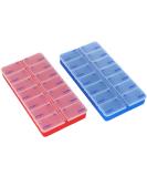 COM-FOUR 2x Drug Doser - 7-Day Pill Box Organizer with 2 Compartments - Dual Tablet Storage - Dark Blue/Red - International Shipping Available - Buy Online on GoSupps.com