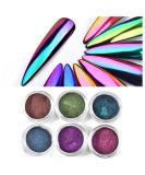 Chameleon Chrome Nail Powder Set - 6 Colors | Mirror Effect Glitters for Nail Art & Painting | Mica Powder for Bath Bombs - Buy Online on GoSupps.com