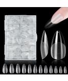 420PCS Clear Almond Nail Tips Set for Soak Off Extensions - ZAHRVIA Soft Gel Full Cover Kit - 12 Sizes Medium Almond False Nails Acrylic Tips - Buy Online on GoSupps.com