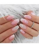 Shop 24pcs Medium Length Pink Gradient Square Press-On Nails with Glitter | Full Cover Glossy Fake Nails & Glue for Women - Buy Online on GoSupps.com