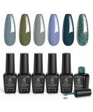 Beetles 6 Colors Gel Nail Polish Set - Snow Mountain Collection Grey Nude Blue Glitter Green Gel Polish Kit Soak Off Nail Uv Lamp Winter Gel Nail Kit Manicure Kit Salon Nail Art Design - Buy Online on GoSupps.com