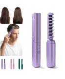 2024 Wireless Mini Hair Straightener & Hot Comb for Black Women - Portable Rechargeable Hairdressing Tool (Purple - Buy Online on GoSupps.com