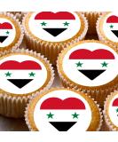 Syria Syrian Flag hearts style 24 pre-cut edible party decorations Wafer Paper Cupcake Topper Cake - Buy Online on GoSupps.com