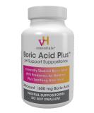 vH Essentials Boric Acid Plus Vaginal Suppositories - Prebiotic & Aloe Vera for pH Balance Odor Control & Freshness - 600mg 30 Count - Buy Online on GoSupps.com