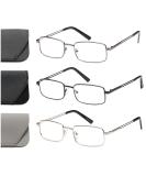 Hubeye 3-Pack Men s Reading Glasses - Rectangle Metal Frames Blue Light Blocking Feder Hinges +1.00 Diopter with Holster - Stylish & Durable - Buy Online on GoSupps.com