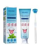 Tongue Cleaning Gel & Brush Set | Natural Mint Mouth Cleaner | Effective Bad Breath Eliminator | 1 PC Tongue Cleaner - Buy Online on GoSupps.com