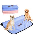 KSvaye 2-Pack Extra Absorbent Microfiber Dog Towels - Quick-Drying Pet Bath Towels (90x50 cm) for Dogs & Cats - Soft Blue & Pink - Buy Online on GoSupps.com