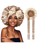 WEIPAO Silk Satin Bonnet - Large Double Sided Reversible Hair Wrap for Curly Hair - Coffee + Champagne - Buy Online on GoSupps.com
