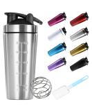 Premium 960ml Stainless Steel Protein Shaker - BPA Free Leak-Proof Clump-Free Silver Water Bottle with Scale - Buy Online on GoSupps.com
