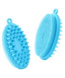 Rampula 2-in-1 Silicone Body Brush - Versatile Bathing & Shampoo Brush for All Skin Types Gentle Foaming & Head Massage Easy to Clean - Sky Blue - Buy Online on GoSupps.com