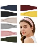 8 Pack Headbands for Women Stretchy Hair Head Bands No Slip Fashion Women's Turban Head Wraps Elastic Hair Accessories for Girls Yoga Workout,Solid Color E-8 Pack - Buy Online on GoSupps.com