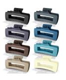 8 Large Rectangular Hair Clips for Women - 10cm Plastic Claw Clips for Thick Curly Hair - 8 Dark Colors Available - Buy Online on GoSupps.com