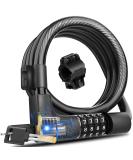 KEYSTP Bike Lock Cable - Combination & Key Password Retrieval - Anti-Theft Coiled Bike Lock with Mounting Bracket - Resettable for Bikes & Scooters - Buy Online on GoSupps.com