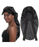Sengterm Long Satin Hair Hood - Silky Adjustable Sleeping Hat for Women | Extra Big Satin Sleep Cap for Long Curls | L-XL Black - Buy Online on GoSupps.com