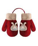 Kids Cute Fox Knitting Full Finger Gloves - Winter Thermal Lining, 1-3 Yrs - Cartoon/Red - Buy Online on GoSupps.com