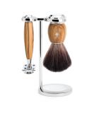 M HLE Vivo Shaving Set - Vegan Black Fibre Brush Safety Razor & Olive Wood Stand - Premium Grooming Accessories - Buy Online on GoSupps.com