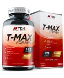 T-MAX Men's Testosterone Booster Capsules - UK Formulated Premium Supplement for Normal Testosterone Levels & Reduced Fatigue - 120 Capsules - Buy Online on GoSupps.com