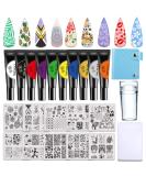 Nail Stamping Plate Gel Set - 23 pcs Kit with 10 Stamping Plates, 10 Colors Stamp Gel, Nail Stamper, Scraper, Storage Bag - Leaf, Flower, Animal, Butterfly, Holiday Lace Design - Square Nail Stamping Plates - Buy Online on GoSupps.com