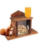 Creechwa Squirrel Feeder Wood Squirrel Feeders for Outside Winter Durable Box Easy to Fill with Removable Front Panel for Corn Peanuts Flat-Top - Buy Online on GoSupps.com