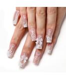 Press on Nails Medium Rhinestone - PITHER 24pcs Pink Fake Nails with 3D Flower Designs & Charms | Full Cover Square False Nails for Women and Girls - Buy Online on GoSupps.com