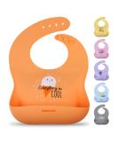 Kiddo Feedo Roll Up Bib for Baby & Toddler | Easy Clean Mealtime Bib with Pocket | Comfortable Orange Bib for Mess-Free Dining - Buy Online on GoSupps.com
