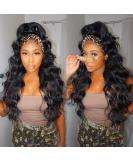 GDWIGS 22 inch Long Wavy Headband Wig for Black Women - Synthetic 180% Density Body Wave Full Ends - Heat Resistant and Glueless Headband Wig - Buy Online on GoSupps.com