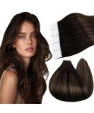 Ugeat Real Hair Extensions Tape - Brown & Chestnut Balayage Remy Hair 20 Pieces 40cm 50g #2/6/2 - Premium Adhesive Extensions for International Shipping - Buy Online on GoSupps.com