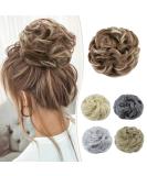 Silk-Co Hair Part with Rubber Band | Wavy Soft Bun Hair Extensions | Light Brown & Ash Blond | 55g Thickening Messy Bun Updos - Buy Online on GoSupps.com