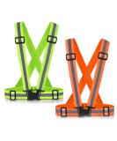 SAWNZC Running Reflective Vest Gear 2Pack, High Visible Reflective Running Vest Adjustable Safety VES for Night Outdoor Running Cycling Motorcycle Dog Walk Jogging Green-orange - Buy Online on GoSupps.com