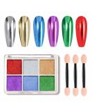 GZMAYUEN 6 Colors Chrome Nail Powder Metallic Gold Sliver Blue Purple Green Red Mirror Effect Nail Pigment Chrome Powder Set 14 - Buy Online on GoSupps.com