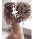 Vakkery Flower Bridal Wedding Hair Vine Pearl Hair Accessories Bridal Headband Headpiece for Women and Girls (Rose Gold) - Buy Online on GoSupps.com