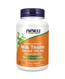 NOW Milk Thistle Extract 750mg Extra Strength - 90 Veg Capsules, Silymarin 600mg - Buy Online on GoSupps.com