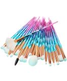 Kolight 20 pieces cosmetics eyes shadow sponge eyelin eyebrows lip nose foundation powder make-up brush sets (blue pink) blue/pink - Buy Online on GoSupps.com