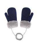 Toddler Kids Winter Warm Thick Plush Short Knitted Gloves With String for 1-3Yrs Blue - Buy Online on GoSupps.com