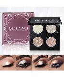 Glitter Shimmer Metallic Eyeshadow Palette - 4 Color Diamond Pearl Bling Makeup | High Pigmented Illuminator for Eye Face & Highlight - Buy Online on GoSupps.com