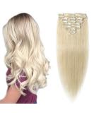 Buy 100% Remy Human Hair Clip-In Extensions - Cheap Platinum Blonde #60 18 (45cm) - 70g - International Shipping Available - Buy Online on GoSupps.com