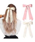 Cryzalite 2 pieces of silky satin hair loops hair clip pink cream-colored hair band ponytail holder metal clips hair loop for women - Buy Online on GoSupps.com