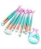 Cute 11Pcs Makeup Brushes Set for Women - Colorful Fish Tail Handle - Buy Online on GoSupps.com