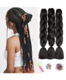 Showjarlly Schwarz Braids Extension Kanecalon Kunsthaar Haar Ombre Jumbo Braid Hair extension 24 " Kanecalon braids Box Braid Hair Kunsthaar For single-bridge for Crochet Twist Lichen Hair 61cm-24 inch (3 pack) Natural black - Buy Online on GoSupps.com